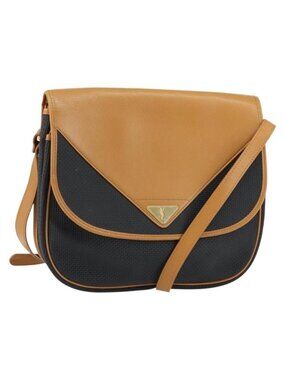 Authentic SAINT LAURENT Shoulder Bag Leather Beige Gold